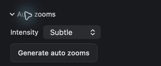 Choose an intensity and generate or remove automatic zooms