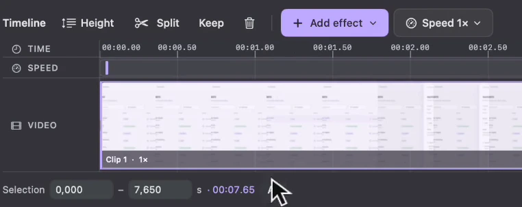 Keep the selected interval, with its start and end visible below the timeline